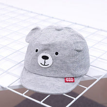 Load image into Gallery viewer, Cartoon Bear Soft Brim Baseball Cap Stripped Summer Baby Hat Baby Boy Sun Caps
