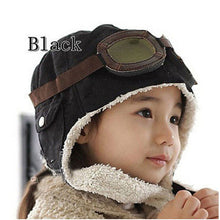 Load image into Gallery viewer, Winter Warm Baby Toddler Boys Girls Kids Pilot Aviator Hats Unisex Adjustable Solid Color Cap Hat Beanie Brown Black
