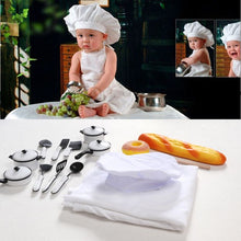 Load image into Gallery viewer, Baby Photography Props Little Chef Hat White Stretch Wrap Little Cook Creative Props Newborn Photography Accessories
