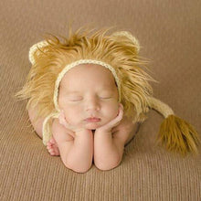Load image into Gallery viewer, Newborn Photography Clothing Lion Zebra Design Woolen Knitted Baby Boy Girl Pictures Outfits Lionet Hat + Tail 2pcs Costumes
