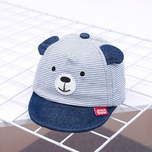 Load image into Gallery viewer, Cartoon Bear Soft Brim Baseball Cap Stripped Summer Baby Hat Baby Boy Sun Caps
